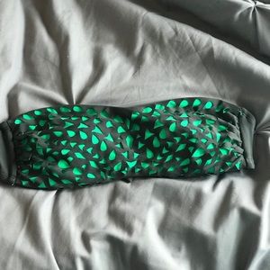 Bandeau gray and green bathing suit top